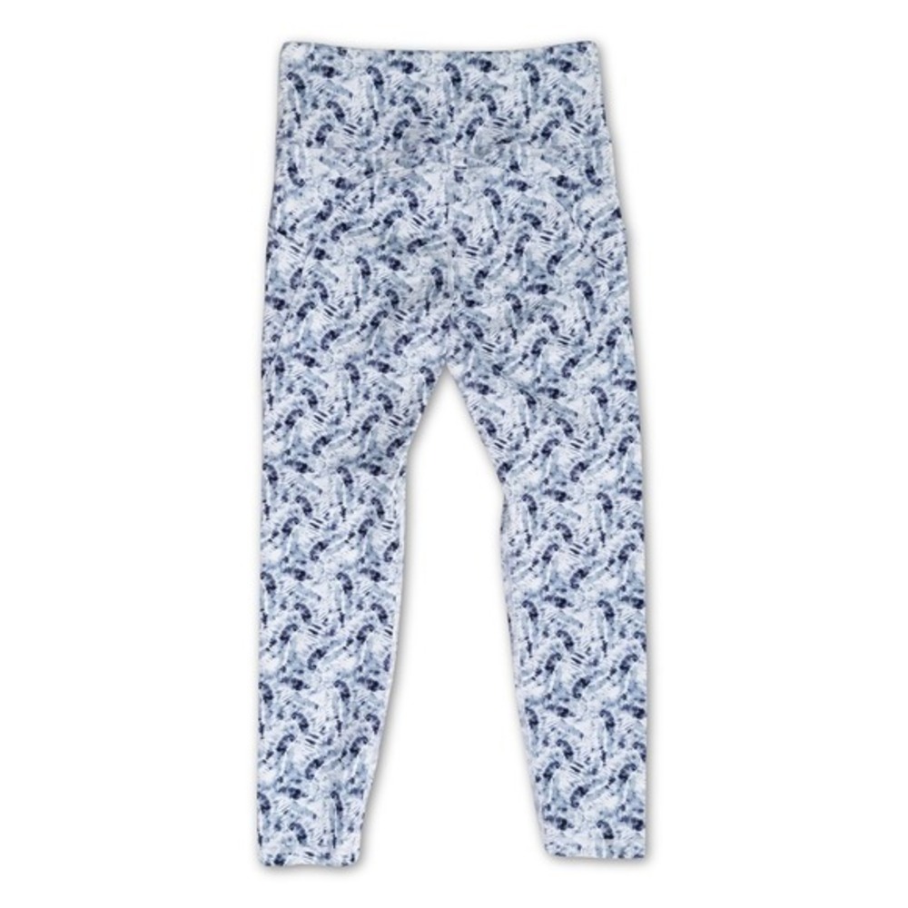 Zyia‎ Active Leggings Womens Small Blue Abstract Print Cropped Athletic Pockets